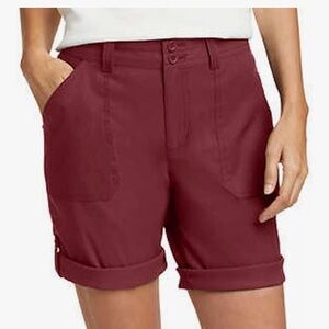 Eddie Bauer Red Utility Bermuda Shorts Tailored Cotton Blend